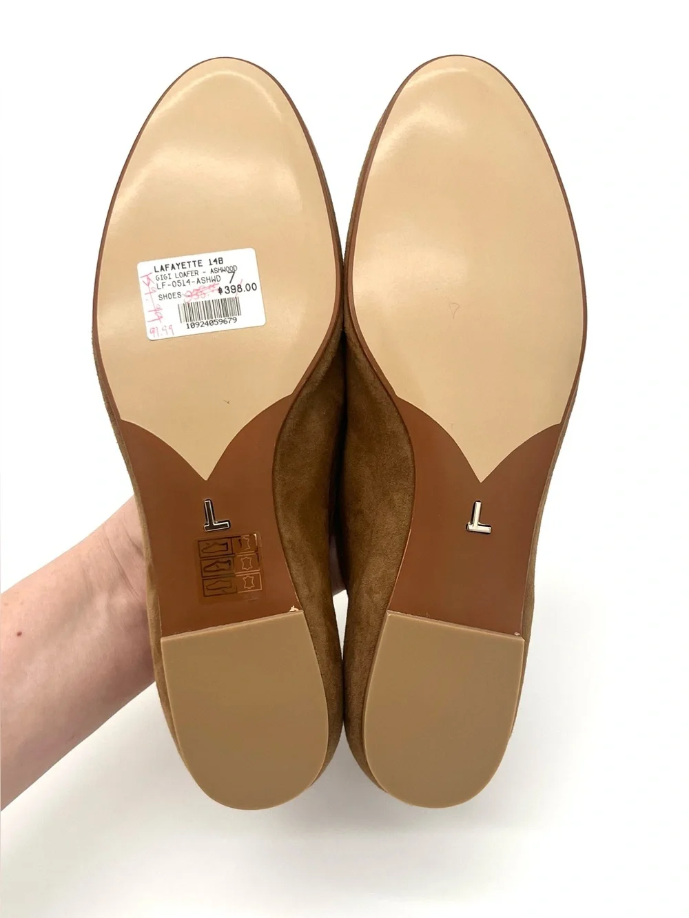 NEW Lafayette 148 Gigi Loafer Ashwood Size US 7/ EU 37 Tan Suede Made In Spain